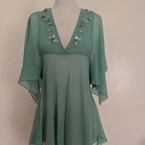 GUESS by Marciano Green silk tunic/coverup XS